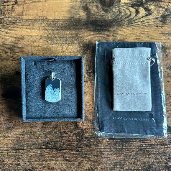 David Yurman Waves Dog Tag Pendant with White Agate - Picture 3 of 13